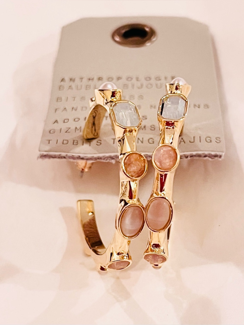 🆕- Anthropologie Bezel Set Color Stone
Hoop Earrings